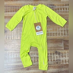 NWT Larkspur 2 way zipper Bamboo Sleeper Romper Zippy Lime Green
